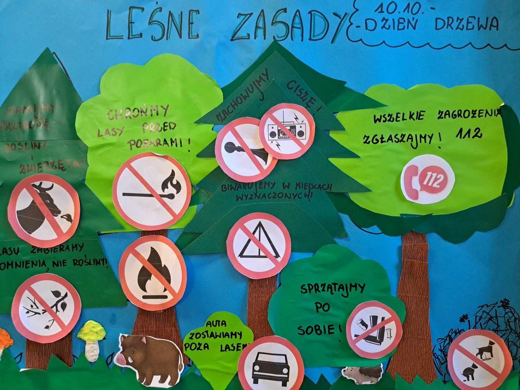 Plakat przedstawiający leśne zasady